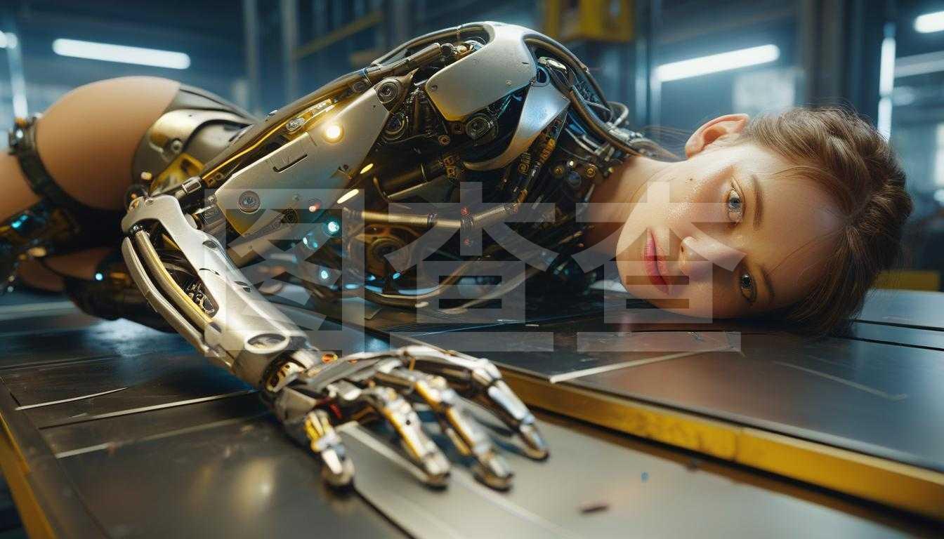 科幻工廠女機械人修復(fù)